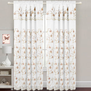 Gabriella - Snow Voile Embroidered Panel - Set of 2