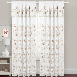 Gabriella - Snow Voile Embroidered Panel - Set of 2